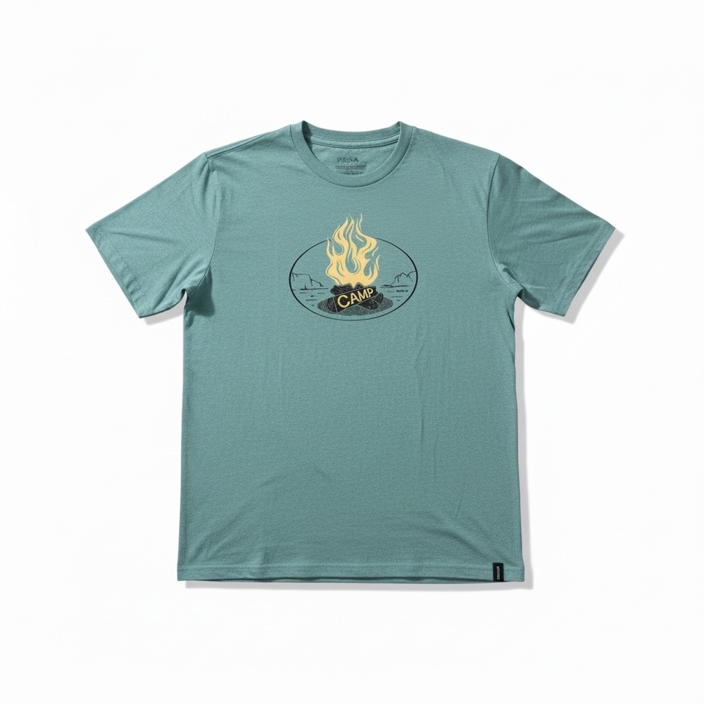 NWT Prana Camp‎ Fire Journeyman Short Sleeve Tee in Teal Heather